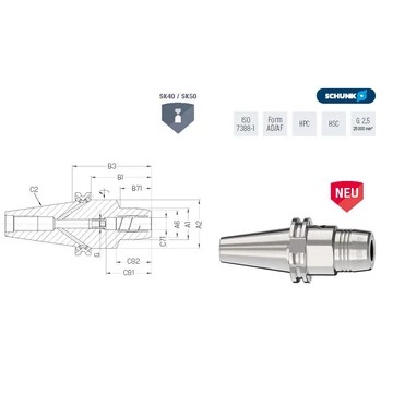 Dehnspannfu. TENDO Ezüst kurz ISO 7388-1 AD/AF 40x18 SCHUNK