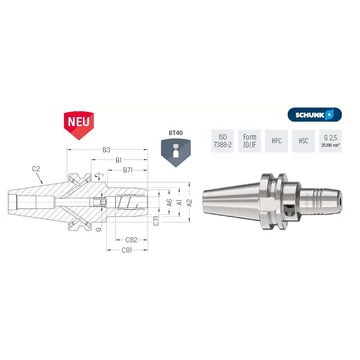 Dehnspannfu. TENDO Ezüst kurz ISO 7388-2 JD/JF 40x20 SCHUNK