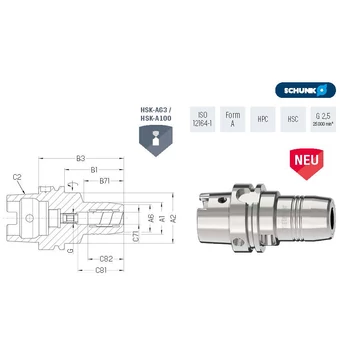 Dehnspannfu. TENDO Ezüst Kurz ISO12164-1 HSKA100x06 SCHUNK