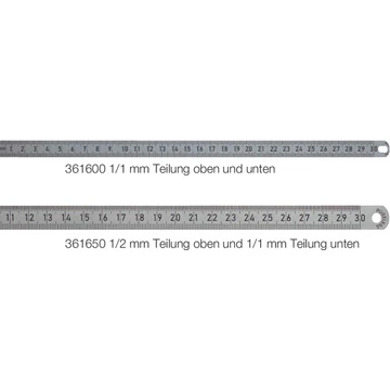 BMI 361650150 Acél mérőléc, rozsdamentes acélból osztás mm/ 1/2 mm