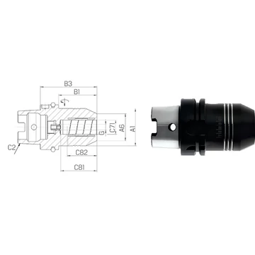 SCHUNK 241420 Meredek kúpos befogó, JIS B 6339 Tendo hidroplasztikus befogó, AD/B alak, hosszú, karcsú, G2,5 25.000 1/min fordulatszámnál