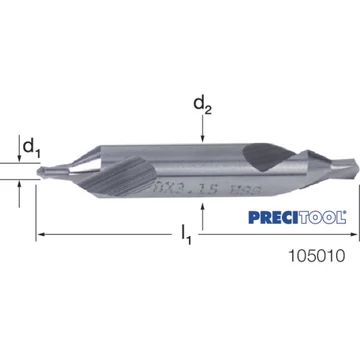 PREMUS 105010 1,00 Központfúró, HSS 60° A alak balra vágó