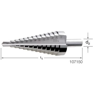 PREMUS 107150 6-20 Fúró lépcsős, HSS egyenes horony