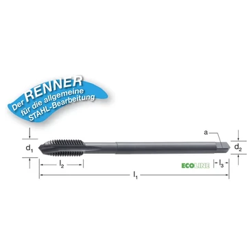 PRETEC 132410 M16 Gépi menetfúró, HSS-Co gőzöléssel megeresztett