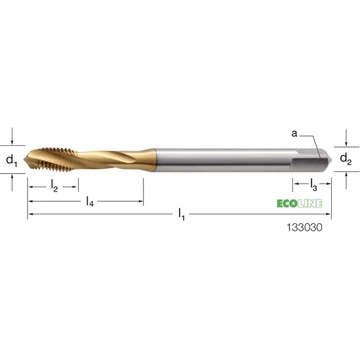 PRETEC 133030 M3 Gépi menetfúró, HSS-Co RSP15 TiN