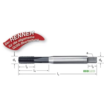 PRETEC 137280 M10 Gépi menetfúró, HSS-Co TiCN