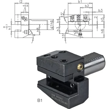 PRETEC 233000 B130X20X40 Szerszámtartó CNC esztergagéphez, Radiális jobbos rövid B1 alak