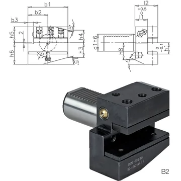 PRETEC 233050 B216X12X24 Szerszámtartó CNC esztergagéphez, Radiális szerszámtartó balos rövid B2 alak