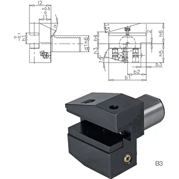 PRETEC 233100 B330X20X60 Szerszámtartó CNC esztergagéphez, Radiális szerszámtartó fordított jobbos rövid B3 alak