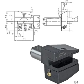 PRETEC 233150 B416X12X24 Szerszámtartó CNC esztergagéphez, Radiális szerszámtartó fordított balos rövid B4 alak