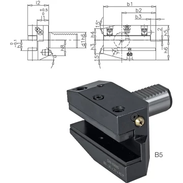 PRETEC 233200 B540X25X44 Szerszámtartó CNC esztergagéphez, Radiális szerszámtartó jobbos hosszú B5 alak