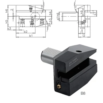 PRETEC 233350 B816X12X34 Szerszámtartó CNC esztergagéphez, Radiális szerszámtartó fordított balos hosszú B8 alak