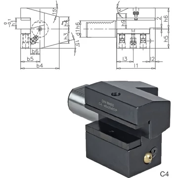 PRETEC 233650 C416X12X44 Szerszámtartó CNC esztergagéphez, Axiális szerszámtartó fordított balos C4 alak