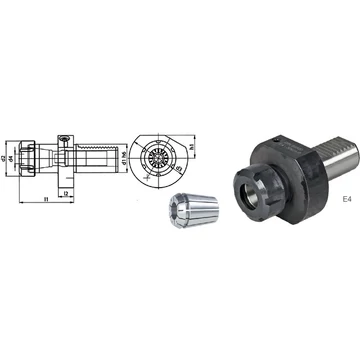 PRETEC 234550 E416X16 Szerszámtartó CNC esztergagéphez, Szorítópatron befogó E4 alak