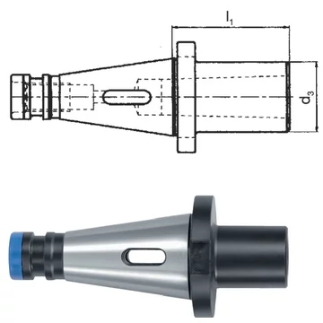 PRETEC 240060 40X2 Meredek kúpos befogó, Közpersely DIN 2080 kiütőlapos Morse-kúphoz