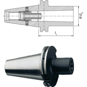 PRETEC 240650 40X1 Meredek kúpos befogó, DIN 69871 behúzó menetes Morse-kúphoz A alak rövid kiegyensúlyozva G6,3 8.000 1/min fordulatszámnál