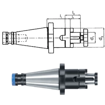 PRETEC 240050 40X16 Meredek kúpos befogó, Kombi feltűzhető marótüske DIN 2080 rövid