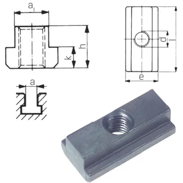 AMF 297600 14/M12 T-hornyos anya, hosszú