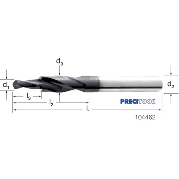 PREMUS 104462 M3 Rövid Fúró lépcsős, HSS 180° átmenő furat TiAlN