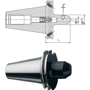 PREMUS 240577,5 Meredek kúpos befogó, DIN 69871 Whistle-Notch rendszer AD/B alak rövid kiegyensúlyozva G6,3 12.000 1/min fordulatszámnál