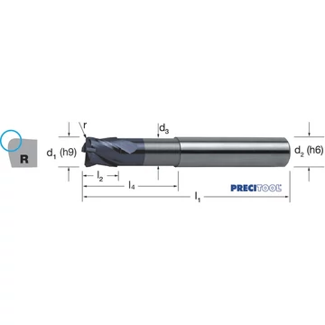 PREMUS 179065 3,00X0,3 Tóruszmaró, Tömör keményfém hosszú sarokrádiusszal X-CEED