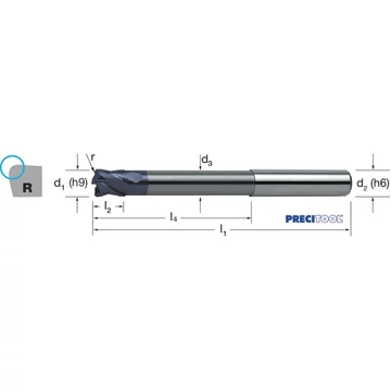 PREMUS 179075 3,00X0,3 Tóruszmaró, Tömör keményfém extra hosszú sarokrádiusszal X-CEED