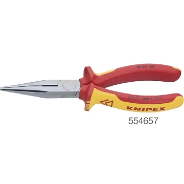 KNIPEX 554657200 VDE lapos gömbölyű fogó, krómozott és egyenes alak, többkomponensű burkolat