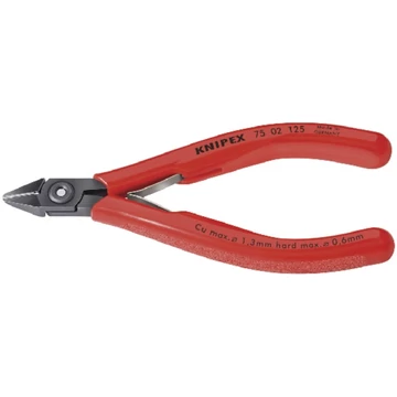 KNIPEX 555403 125KF Elektronikai oldalcsípőfogó, barnított, műanyaggal bevont markolattal és keskeny fejjel