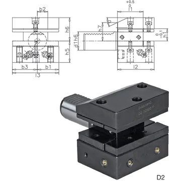 PRETEC 233750 D260X32X110 Szerszámtartó CNC esztergagéphez, Szerszámtartó többszörös befogóval fordított D2 alak