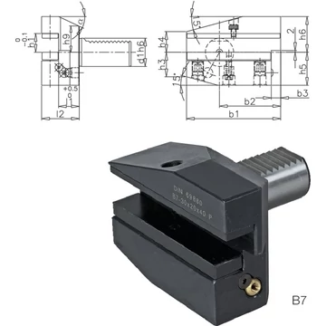 PRETEC 233300 B725X16X40 Szerszámtartó CNC esztergagéphez, Radiális szerszámtartó fordított jobbos hosszú B7 alak