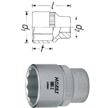 HAZET 512776 9 Dugókulcs betét, 3/8" tizenkétszög