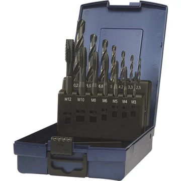 PRETEC 137940 M3-M12 Gépi menetfúró, HSS-Co készlet magfuratfúróval