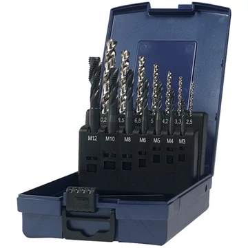 PRETEC 137990 M3-M12 Gépi menetfúró, HSS-Co RSP40 készlet magfuratfúróval