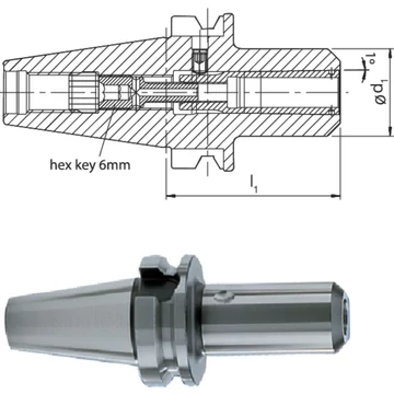 HAIMER 241310 40/HG03 Meredek kúpos befogó, JIS B 6339 rövid AD/B alak finoman kiegyensúlyozva G2,5 25.000 1/min fordulatszámnál