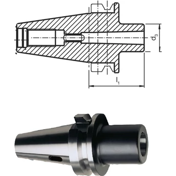 HAIMER 241058 40X4 Meredek kúpos befogó, JIS 6339 kiütőlapos Morse-kúphoz AD alak rövid kiegyensúlyozva G6,3 8.000 1/min fordulatszámnál