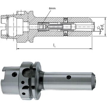 HAIMER 241319 63/HG01 Üreges szárú kúpos befogó, DIN 69893 A extra hosszú finoman kiegyensúlyozva G2,5 25.000 1/min fordulatszámnál