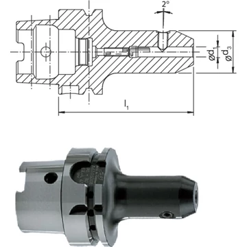HAIMER 242230,52 Üreges szárú kúpos befogó, DIN 69893 A Whistle-Notch rendszer rövid kiegyensúlyozva G6,3 8.000 1/min fordulatszámnál