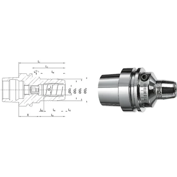 SCHUNK 241448,666666667 Üreges szárú kúpos befogó, DIN 69893 E Tendo hidroplasztikus befogó rövid G2,5 25.000 1/min fordulatszámnál