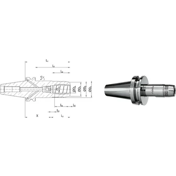 SCHUNK 241419 Meredek kúpos befogó, JIS B 6339 Tendo hidroplasztikus befogó, AD/B alak, rövid, karcsú, G2,5 25.000 1/min fordulatszámnál