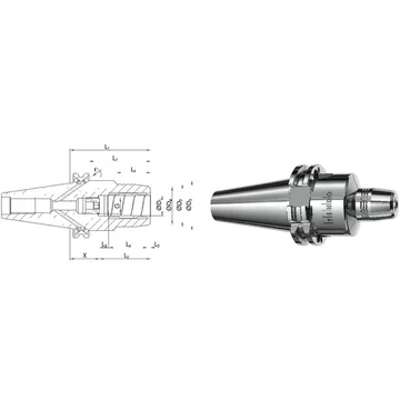 SCHUNK 241410,666666667 Meredek kúpos befogó, DIN 69871 Tendo hidroplasztikus befogó, AD/B alak, rövid, karcsú, G2,5 25.000 1/min fordulatszámnál