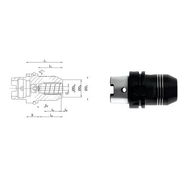 SCHUNK 241423,15 Üreges szárú kúpos befogó, DIN 69893 A Tendo E Compact hidroplasztikus befogó rövid nehéz G2,5 25.000 1/min fordulatszámnál