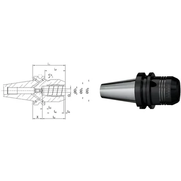 SCHUNK 241411,5625 Meredek kúpos befogó, JIS B 6339 Tendo E Compact hidroplasztikus befogó, AD/B alak, rövid, nehéz, G6,3 15.000 1/min fordulatszámnál