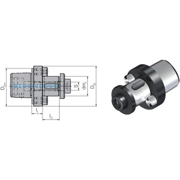 WTO 2358090316 Szerszámadapter, ISO 26623-1, Kombi marótüske adapter, rövid, szárbefogó horony nélkül