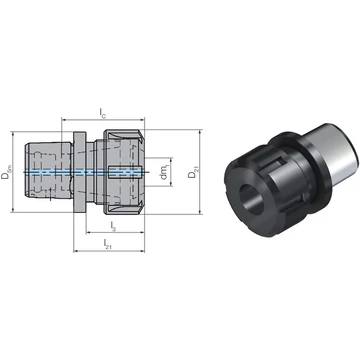 WTO 2358010316 Szerszámadapter, ISO 26623-1, Befogó adapter, rövid, szárbefogó horony nélkül