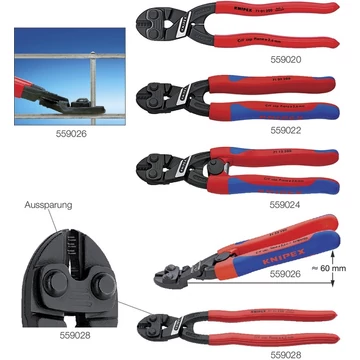 KNIPEX 559026200 Kompakt csapszegvágó, többkomponensű bevonattal és nyitórugóval, 20°-ban hajlított