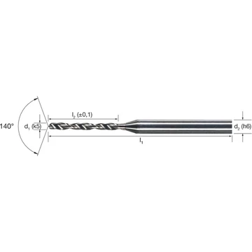 MIKRON 102425 0170 Mikrofúró, Tömör keményfém, 6 × D, belső hűtéssel