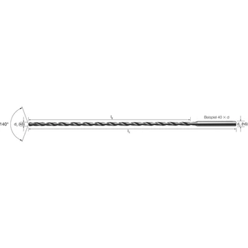 MIKRON 102443 0340 Mikrofúró, Tömör keményfém, 40 × D, eXedur SL, belső hűtéssel