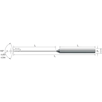 MIKRON 102448 0046 Mikrofúró, Tömör keményfém, 50 × D, belső hűtéssel
