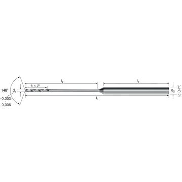 MIKRON 102460 0010 Mikrofúró, Tömör keményfém, 30 × D, titán