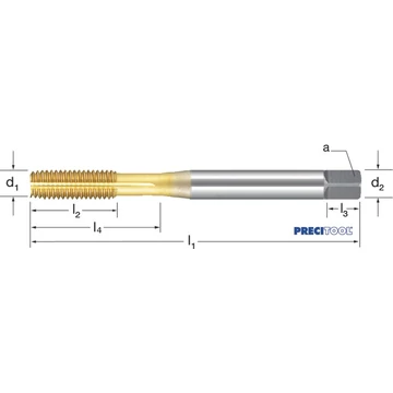 PREMUS 132671 M2,5 Gépi menetformázó, HSSE-Co5 TiN kenőhoronnyal